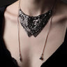 Black Mesh Bib Necklace, Chainmail Statement Necklace, Dark Glam Collar Necklace, Metallic Drape Necklace, Gothic Evening Jewelry