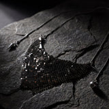 Black Mesh Bib Necklace, Chainmail Statement Necklace, Dark Glam Collar Necklace, Metallic Drape Necklace, Gothic Evening Jewelry