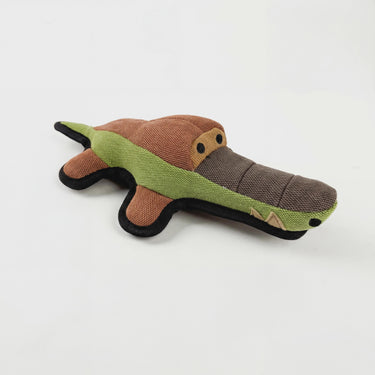 Durable Crocodile Dog Toy with Squeaker, 3 Layer Tough Chew Toy, Reinforced Fabric Interactive Dog Gift 11.5in