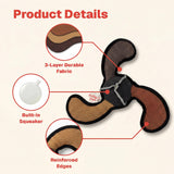 Durable Dog Toy with Squeaker, 3 Layer Tough Chew Toy, Reinforced Fabric Frisbee, Interactive Dog Gift 10.5in