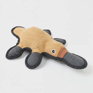 Durable Platypus Dog Toy with Squeaker, 3 Layer Tough Canvas Chew Toy, Reinforced Interactive Dog Gift 11.5in