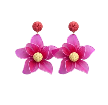 Violette Flower Drop Earrings Pink