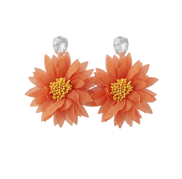 Violette Rhinestone Flower Drop Earrings Orange