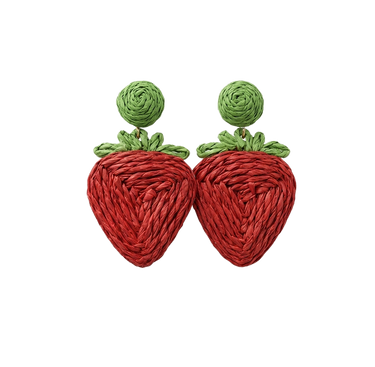 Violette Strawberry Rattan Drop Earrings Red