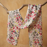 Floral Lightweight Scarf, Romantic Spring Wrap, Soft Sheer Neck Scarf, Pink Grey Botanical Print, Gift for Her