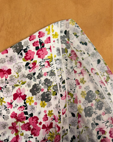 Floral Lightweight Scarf, Romantic Spring Wrap, Soft Sheer Neck Scarf, Pink Grey Botanical Print, Gift for Her