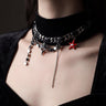 Gothic Charm Choker Necklace, Black Chain Choker, Punk Star Charm Necklace, Red Evil Eye Star, Alt Goth Jewelry, Y2K Statement Gift