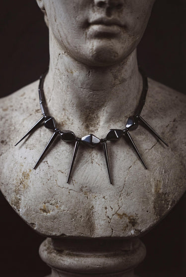 Gothic Spike Necklace, Punk Statement Choker, Black Industrial Necklace, Alt Fashion Jewelry, Edgy Spiked Collar, Dark Glam Gift