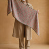 Gray Pink Geometric Soft Scarf Shawl Wrap – Lightweight Semi-Sheer Long Scarf, Minimalist Dot Print, Gift for Her