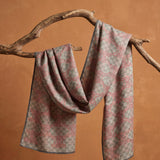 Gray Pink Geometric Soft Scarf Shawl Wrap – Lightweight Semi-Sheer Long Scarf, Minimalist Dot Print, Gift for Her