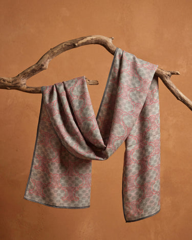 Gray Pink Geometric Soft Scarf Shawl Wrap – Lightweight Semi-Sheer Long Scarf, Minimalist Dot Print, Gift for Her