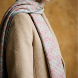 Gray Pink Geometric Soft Scarf Shawl Wrap – Lightweight Semi-Sheer Long Scarf, Minimalist Dot Print, Gift for Her