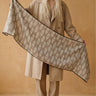 Neutral Beige Monogram Scarf with Brown Trim – Elegant Long Scarf / Lightweight Wrap – Everyday Luxe Gift