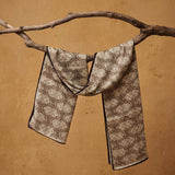 Neutral Beige Monogram Scarf with Brown Trim – Elegant Long Scarf / Lightweight Wrap – Everyday Luxe Gift