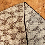 Neutral Beige Monogram Scarf with Brown Trim – Elegant Long Scarf / Lightweight Wrap – Everyday Luxe Gift