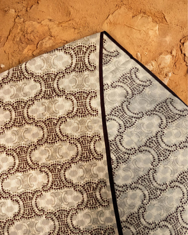 Neutral Beige Monogram Scarf with Brown Trim – Elegant Long Scarf / Lightweight Wrap – Everyday Luxe Gift