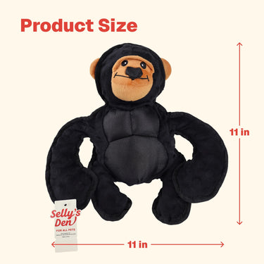 Selly's Den Gorilla & Duck Plush Dog Toy Set, Squeaky Stuffed Animal Toys for Puppies, Interactive Soft Chew and Fetch Toys (Black Gorilla)