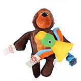 Selly's Den Gorilla & Duck Plush Dog Toy Set, Squeaky Stuffed Animal Toys for Puppies, Interactive Soft Chew and Fetch Toys (Brown Gorilla)