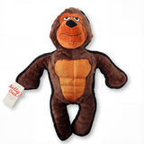 Selly's Den Gorilla & Duck Plush Dog Toy Set, Squeaky Stuffed Animal Toys for Puppies, Interactive Soft Chew and Fetch Toys (Brown Gorilla)