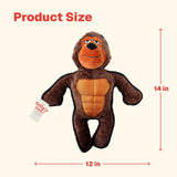 Selly's Den Gorilla & Duck Plush Dog Toy Set, Squeaky Stuffed Animal Toys for Puppies, Interactive Soft Chew and Fetch Toys (Brown Gorilla)