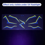 UV Glow Neon Temporary Tattoos, Cyber Claw Face & Body Stickers, 5 Pack