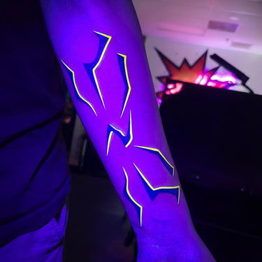 UV Glow Neon Temporary Tattoos, Cyber Claw Face & Body Stickers, 5 Pack