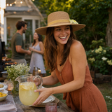 Violette Floral Ribbon Straw Fedora Hat - Lifestyle scene 3