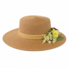 Violette Floral Ribbon Straw Fedora Hat - Camel